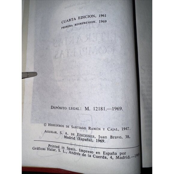 Obras Literarias Completas by Santiago Ramon y Cajal 1969 Tercera Edicion HC - Picture 15 of 16